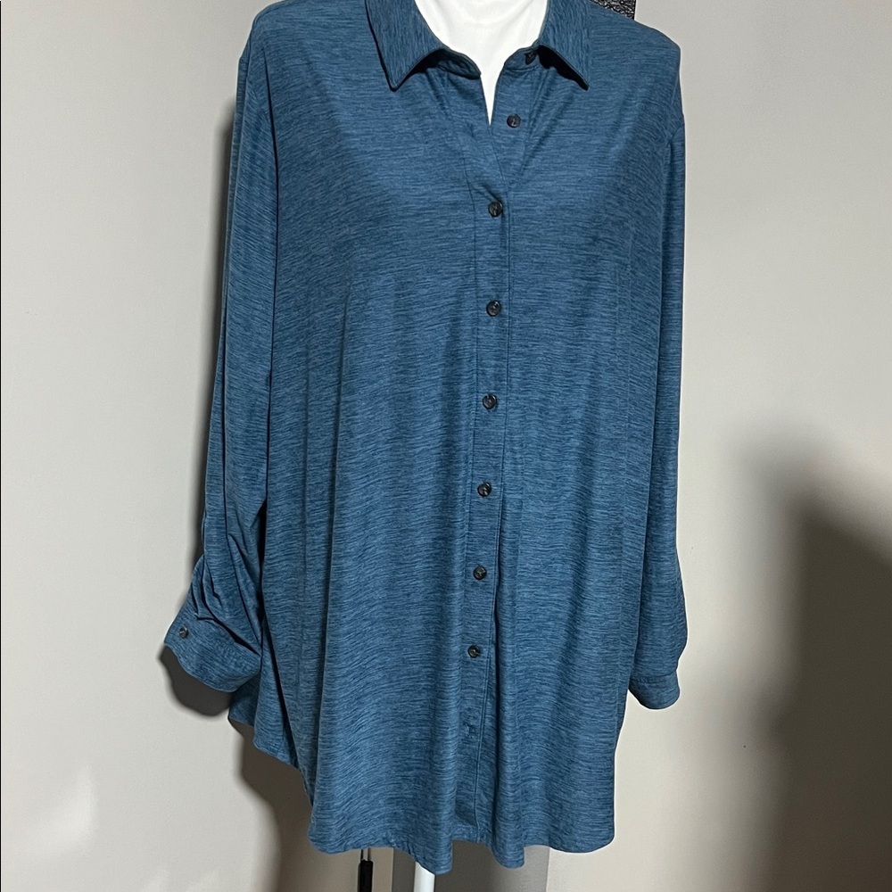 Lands' End Women's Teal Button-Down Shirt
